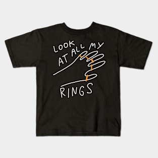 Look At All My Rings - Simple Minimal Ironic Drawing Kids T-Shirt